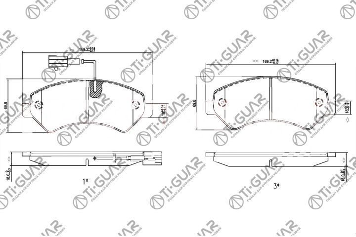 Тормозные колодки TG-0516/PN0516W* Ti·GUAR