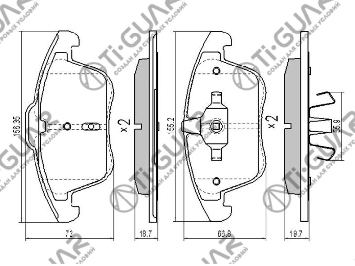 Тормозные колодки TG-1683/PN0462* Ti·GUAR